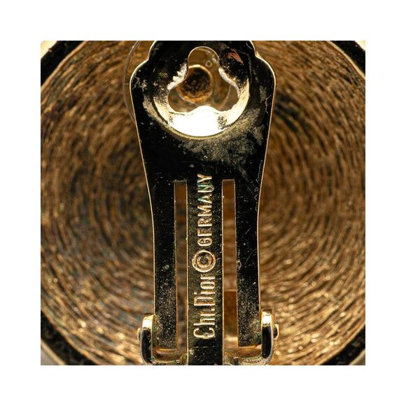 Pre Loved Dior Earrings Gold Logo Women - Picture 5 of 6